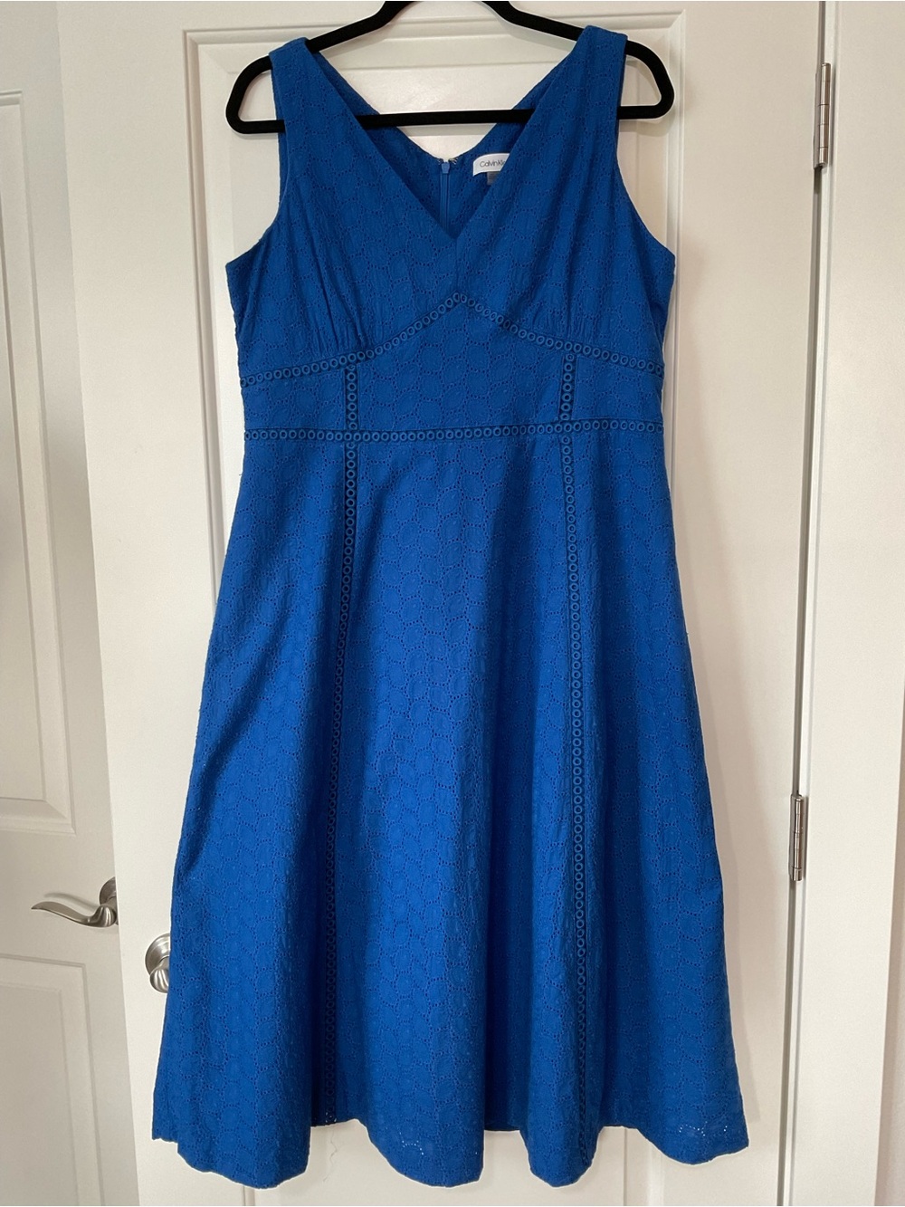 Calvin Klein Cobalt Blue V-Neck Midi Dress